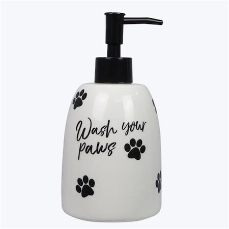 Made4Mattress 6.5 in. Ceramic Paw Print Soap Dispenser Wash Your Paws MA4266096